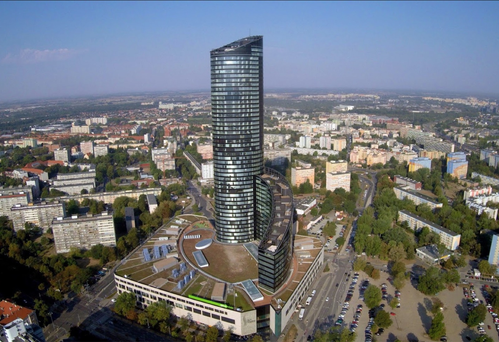 Panoramic view of Wrocław and Sky Tower