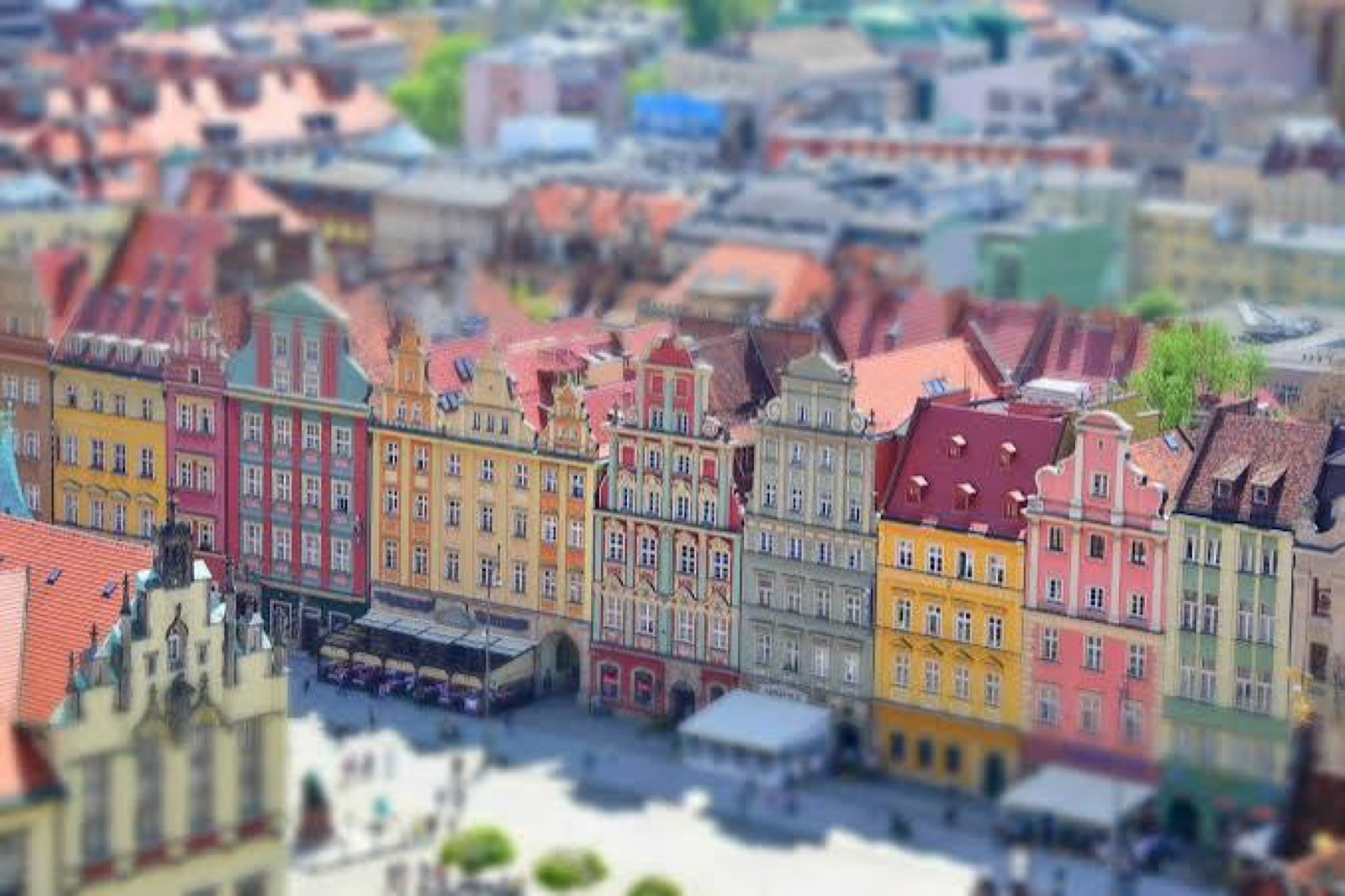 Colourful historic townhouses around Wrocław Market Square