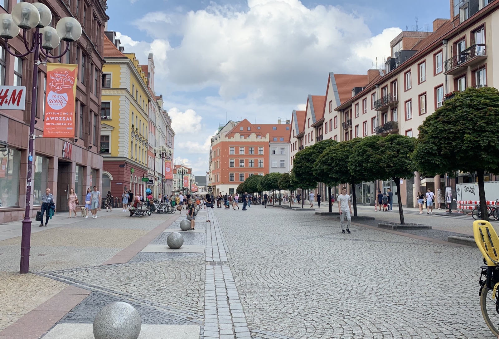 Pedestrian shopping street in central Wrocław
