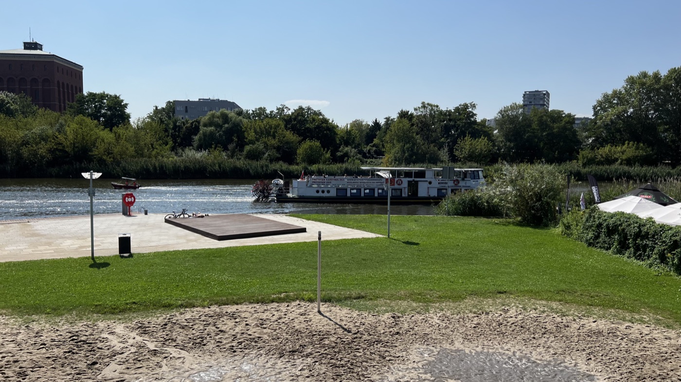A boat crossing the river
